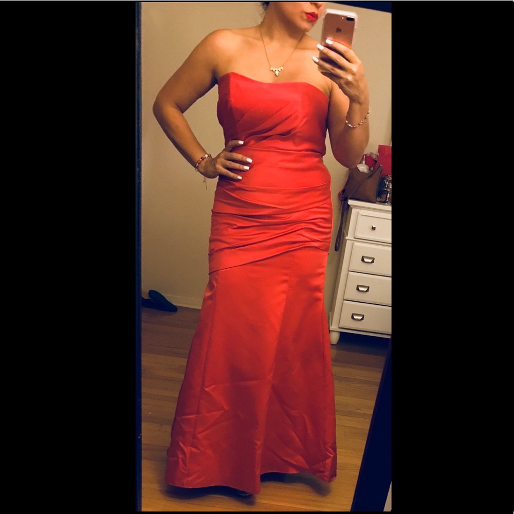 Coral Reef Satin Strapless Gown